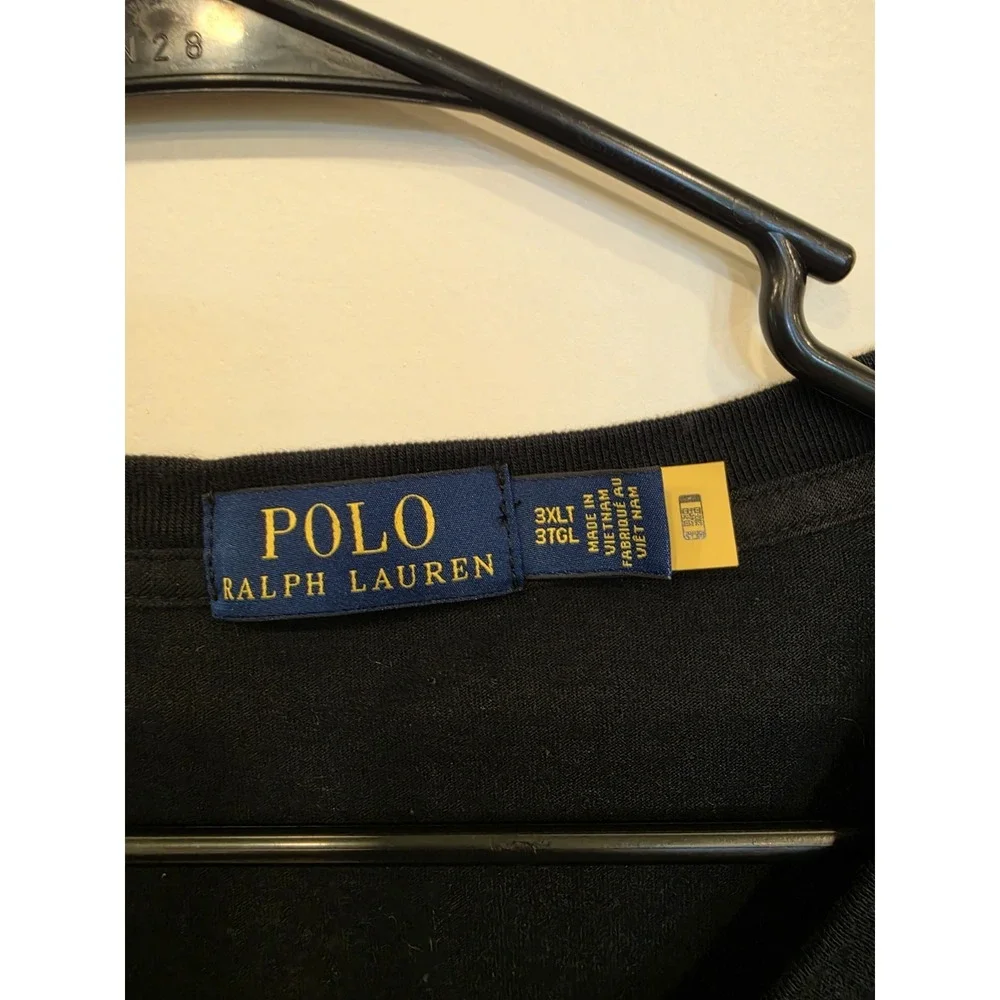 Polo Ralph Lauren Long Sleeve Huge Logo‎ T-Shirt Black 3XLT Embroidered Classic